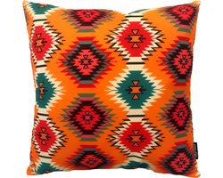 Orange Aztec Kussenhoes | Katoen/Linnen | 45 x 45 cm