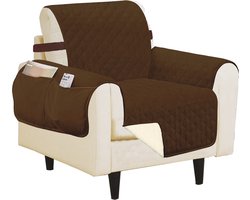 Orange Donkey, Couch Cover Stoelhoes Fauteuil - 165x177cm - Bruin/crème - Stoel Zetel Hoes - Sofa cover - Stoelbeschermer honden/katten - Waterafstotende Meubelhoes