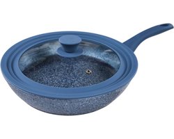 Orange Donkey NutriPan Koekenpan met Universele Deksel - Ø28 cm - Blauw - Aluminium - Antiaanbaklaag op waterbasis - Inductie Bakpan - PFOA en PTFE vrij - oven en vaatwasser bestendig