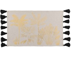 Orange85 Decoratief Vloerkleed - 60 x 90 cm - Grijs - Gouden Opdruk - Zwarte Franjes