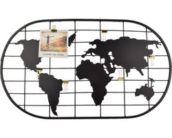 Orange85 Memobord - Wereld - Fotohouder - 60x35cm - Kaarten - Wanddecoratie