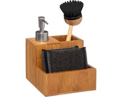 Orange85 Zeepdispenser met Vakjes - Tandenborstelhouder - Bamboe Organizer - Keuken - Badkamer