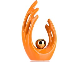 Oranje beelden, oranje woonkamerdecoratie modern, oranje abstracte keramische beelden en sculpturen, oranje vensterbankdecoratie, woonkamerdecoratie oranje, oranje decoratie modern, salontafeldecoratie