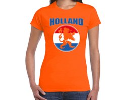 Oranje fan t-shirt voor dames - Holland met oranje leeuw - Nederland supporter - EK/ WK shirt / outfit XXL