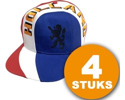 Oranje Feestpet | 4 stuks Pet "Holland" | Feestkleding EK/WK Voetbal| Rood-Wit-Blauw | Oranje Versiering Versierpakket Nederlands Elftal Oranjepakket