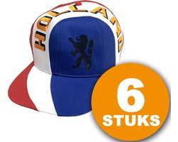 Oranje Feestpet | 6 stuks Pet "Holland" | Feestkleding EK/WK Voetbal | Rood-Wit-Blauw | Oranje Versiering Versierpakket Nederlands Elftal Oranjepakket