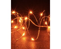 Oranje Glow String Lights by Aira - Draadverlichting lichtsnoer met 20 LED lampjes op batterij 200cm - Lampensnoer kerstverlichting - Fairy Lights - DIY kostuum kleding carnavals verlichting - sfeer batterijverlichting slinger - feest partylights