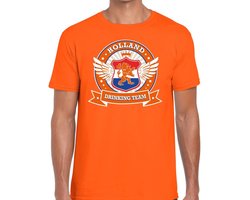 Oranje Holland drinking team t-shirt / t-shirt oranje heren - Nederland/supporter kleding L
