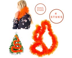 Oranje kerstversiering - Kerstboomslinger-Oranje Feest Slingers - Oranje Versiering - 4 stuks - Oranje decoratie - Feest Slingers - 2 meter - Koningsdag - EK Voetbal -Oranje Versiering - Kerstversiering -