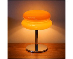 Oranje Paddenstoel Lamp van MMOBIEL – Mid Century Eiertaart Tafellamp met Dimbare LED-licht en Kabel – Trendy Retro Lamp voor Slaapkamer, Woonkamer & Kamerdecoratie – Van Glas, Warm & Sfeervol Licht