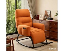 Oranje schommelstoel met in 5 standen verstelbare rugleuning en voetensteun buitenstoel om te lezen binnenstoel om te relaxen comfortabele corduroy schommelstoel geschikt voor terrassen veranda's balkons en woonkamers