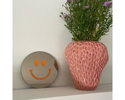 Oranje Smiley Spiegel - 20cm - Rond - Perfect voor Kinderkamer, Woonkamer, Hal, Badkamer of Slaapkamer, Kraamcadeau - Vrolijkste cadeau van 2025!
