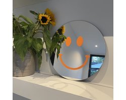 Oranje Smiley Spiegel - 38cm - Rond