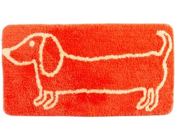 Oranje teckel badmat polyester - Helio Ferretti