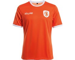 Oranje voetbal T-shirt - Hollandse leeuw - Koningsdag - EK - WK - Voetbal - Sport - Unisex - Maat L