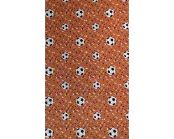Oranje voetbal tafelkleed WK - 140 x 180 cm - oranje tafelkleden met voetballen decoratie - dun tafelzeil