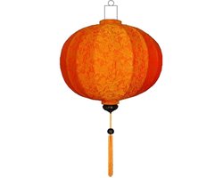 Oranje zijden Chinese lampion lamp rond - G-OR-45-S