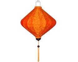 Oranje zijden Japanse lampion lamp diamant D-OR-45-S