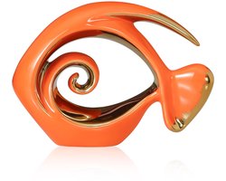 Oranjegouden keramische vissculptuur - Elegant oceaanthema - 1 stuk - Hoogwaardige afwerking