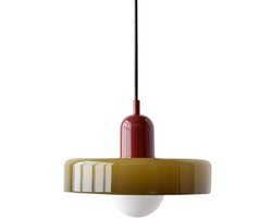 Oranjegroene glazen hanglamp, moderne Scandinavische stijl, Geschikt voor keukeneilanden en eetkamers.