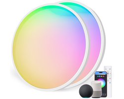 Oraymin 2 Stuks LED Plafondlamp Smart 24W Ø30cm – Werkt met Alexa – RGB Kleuren – Dimbaar – Afstandsbediening