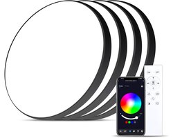 Oraymin 4x LED Plafondlamp RGB - Dimbaar - Met Afstandsbediening - Zwart - Ø30cm