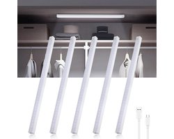 Oraymin 5 Stuks LED Kastverlichting met Bewegingssensor – 50 cm – 6000K Koel Wit – USB Oplaadbaar
