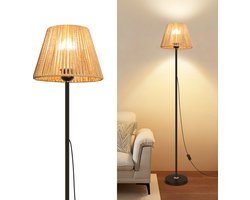 Oraymin Boho Rotan Vloerlamp 170cm - E27 Staande Lamp - Zonder Lamp - Woonkamer Slaapkamer