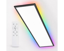 Oraymin LED Plafondlamp 120x30 cm Zwart – 40W 4400LM – RGB Backlight – Dimbaar – 3000K-6500K – Afstandsbediening