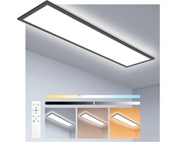 Oraymin LED Plafondlamp Paneel 120x30 Zwart - 40W 4400LM - Dimbaar - Remote - 3000-6500K