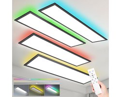 Oraymin LED Plafondlamp Paneel Zwart 120x30 cm-RGB Licht-Dimbaar met Afstandsbediening-Hal Kantoor-Woonkamer-4 Stuks