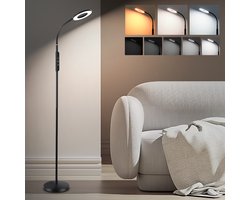 Oraymin LED Vloerlamp 12W – Leeslamp met Afstandsbediening – 3 Lichtkleuren – Flexibele 360° Hals – Staande Lampen Woonkamer