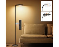 Oraymin LED Vloerlamp Dimbaar – 32W 3520LM – Afstandsbediening & Voetschakelaar – 2700K-6500K – Moderne Staande Lamp