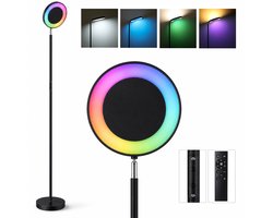 Oraymin LED Vloerlamp met Afstandsbediening – Dimbaar CCT Licht RGB Achterlicht en 360° Draaibare Kop