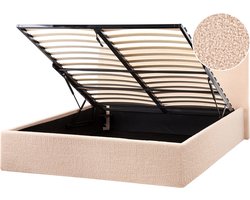 ORBEY - Bed met opbergruimte - Beige - 120 x 200 cm - Bouclé