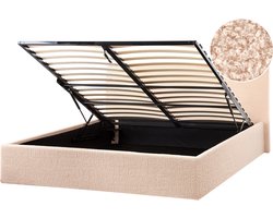 ORBEY - Bed met opbergruimte - Beige - 160 x 200 cm - Bouclé