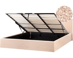 ORBEY - Bed met opbergruimte - Beige - 180 x 200 cm - Bouclé