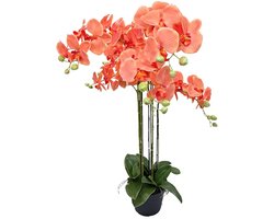 Orchidee Kunstplant 6-tak 88 cm - Oranje