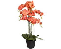 Orchidee Kunstplant 9-tak 110 cm - Oranje