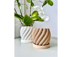 Orchideeënpot Bruin met Lekbakje – Slimme Bloempot Orchidee – Ventilatie en Drainage – Kamerplant Pot Binnen – Planten Cadeau