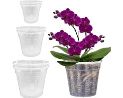 Orchideeënpotten 6 stuks - Plantenpotten Orchidee - Planten Kweken - Verbeterd gatontwerp - 11 14 15.5 cm - Transparant