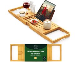 Organess Badplank Bamboe - Badplank voor in bad - Verstelbaar badrek - Houten badplank - Badrekje - Badplank hout - 70-105 cm