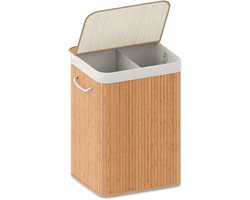 Organess wasmand 2 vakken - Wassorteerder - Wasmand met deksel - Opvouwbaar - 100L - Bamboe