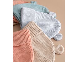 Organic Baby Bear Beanie - GEBORDUURD MET NAAM - Cloud Grey - 6 tot 12 maanden