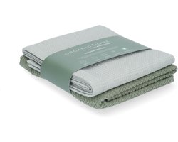 Organic Home Luxe set keukentextiel - Theedoek Tundra + Keukendoek Forest Green - keukentextiel set - theedoeken - biologisch katoen
