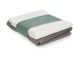 Organic Home luxe set keukentextiel - Theedoek Tundra White + Keukendoek Forest Taupe - keukentextiel - theedoeken - biologisch katoen