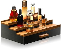 Organisator voor Parfums voor Mannen, 3 Niveaus, Cosmetica Opbergdoos, Parfumstand met Verborgen Houder, Geleidelijk Parfum en Sieradenrek voor Lade