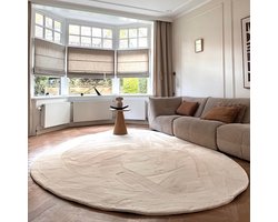 Organisch zacht hoogpolig vloerkleed Lux creme - 160 x 230 cm - (M)
