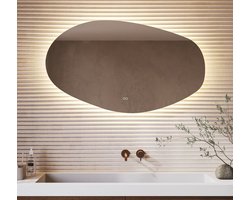 Organische badkamerspiegel met indirecte verlichting, verwarming, instelbare lichtkleur en dimfunctie 140x75 cm