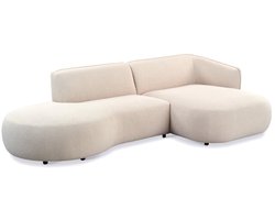 Organische hoekbank Valerie Bouclé met chaise longue links - 276x150x75 cm - Japandi - Beige